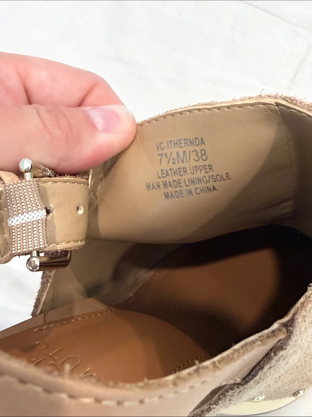 Vince Camuto Taupe Suede Studded Platform Slingbacks